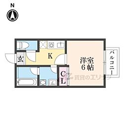 大津市雄琴1丁目アパート 1Kの間取図画像