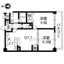 サンセールりら 2LDKの間取図画像