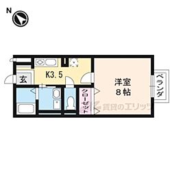 モナリエ 1Kの間取図画像