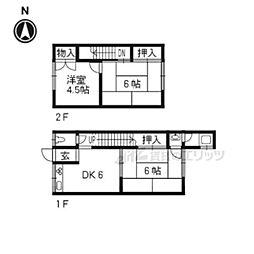 阪急京都本線 東向日駅 徒歩10分の賃貸一戸建て 1階3DKの間取り