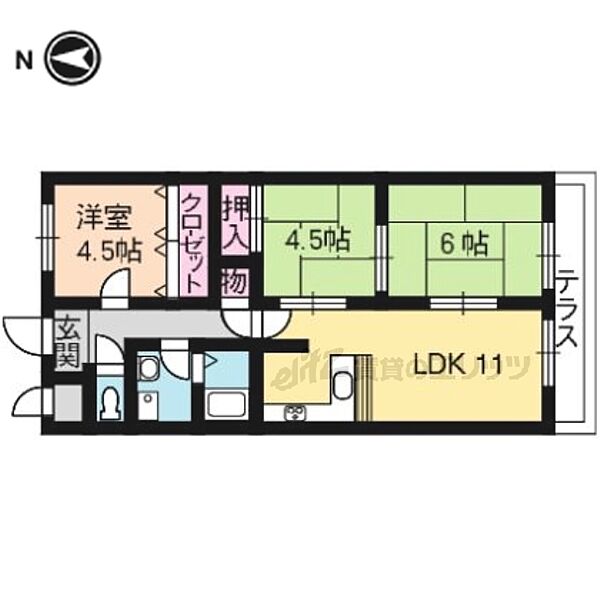 京都府京都市右京区嵯峨北堀町(賃貸マンション3LDK・2階・61.60㎡)の写真 その2