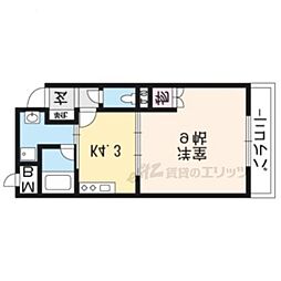 セントポーリア嵯峨野清水町 1Kの間取図画像