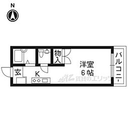 阪急京都本線 西京極駅 徒歩15分の賃貸マンション 4階1Kの間取り