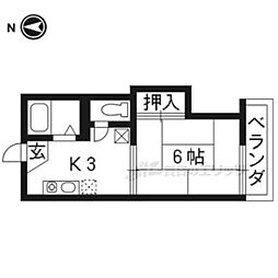 フォーブルこま草 2階1Kの間取り