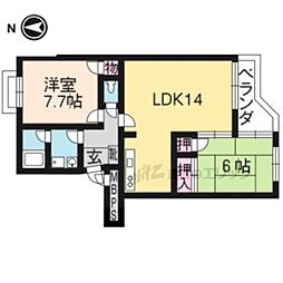 阪急京都本線 西向日駅 徒歩17分の賃貸マンション 2階2LDKの間取り