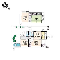 阪急京都本線 西向日駅 徒歩15分の賃貸一戸建て 2階5Kの間取り
