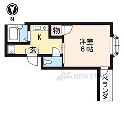 ピュアハウス 1階1Kの間取り