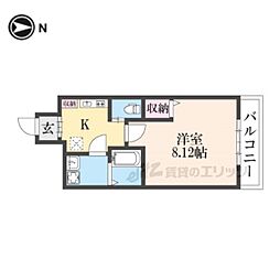 京都地下鉄東西線 二条駅 徒歩5分の賃貸マンション 1階1Kの間取り