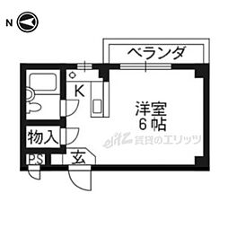 ウィング嵐山 2階ワンルームの間取り