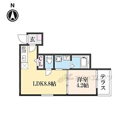 Ｆ　ａｓｅｃｉａ　Ｃａｎａｌｅ 1階1LDKの間取り