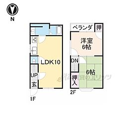阪急京都本線 西向日駅 徒歩5分の賃貸一戸建て 1階2LDKの間取り