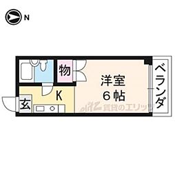 JR山陰本線 太秦駅 徒歩10分の賃貸マンション 4階1Kの間取り