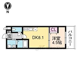 京都地下鉄東西線 二条駅 徒歩5分の賃貸マンション 1階1DKの間取り