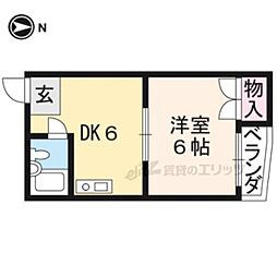 レジデンス西ノ京 1階1DKの間取り