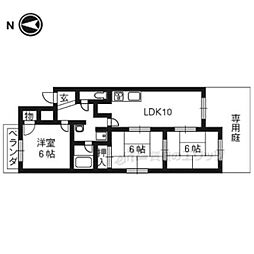 プルーリオン奥ノ坊 1階3LDKの間取り