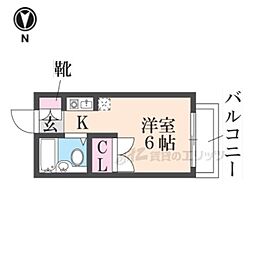 リベール嵯峨嵐山 2階1Kの間取り
