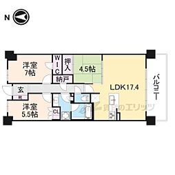JR山陰本線 嵯峨嵐山駅 徒歩3分の賃貸マンション 2階3LDKの間取り