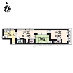 四坊大宮ビル 2階3DKの間取り