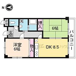 エクセレント上桂 2階2LDKの間取り