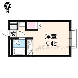 ローズパレス嵐山 3階1Kの間取り