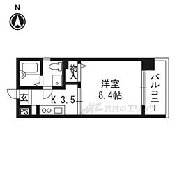 THE CITY 京都五条 4階1Kの間取り