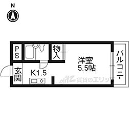 阪急京都本線 西京極駅 徒歩11分の賃貸マンション 3階1Kの間取り