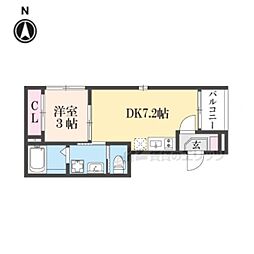 エーデルシュタイン花園伊町 3階1DKの間取り