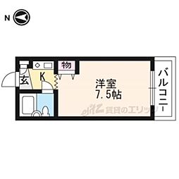 JR山陰本線 嵯峨嵐山駅 徒歩2分の賃貸マンション 5階ワンルームの間取り