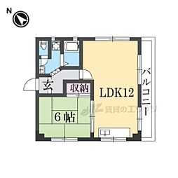 西馬マンション 1LDKの間取図画像