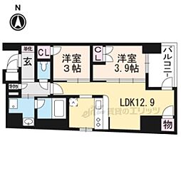 阪急京都本線 大宮駅 徒歩8分の賃貸マンション 2階2LDKの間取り