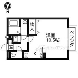 アムール西桂 1階ワンルームの間取り