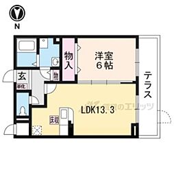 エスポワールIV 1階1LDKの間取り