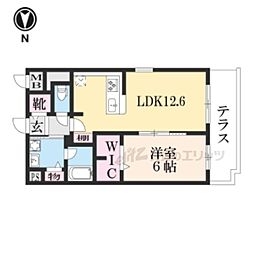 阪急京都本線 西京極駅 徒歩8分の賃貸マンション 1階1LDKの間取り