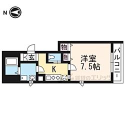 JR山陰本線 花園駅 徒歩6分の賃貸マンション 2階1Kの間取り