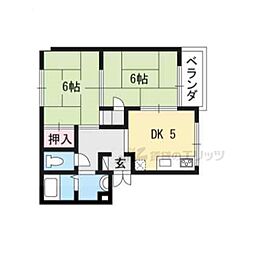 マンション角屋 3階2DKの間取り