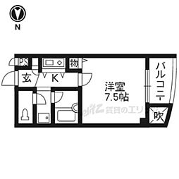 ドルチェ21 2階1Kの間取り