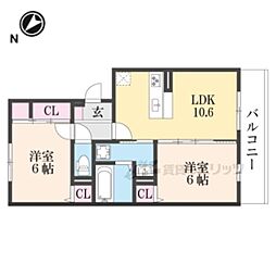 D-ROOM瀬戸川 3階2LDKの間取り