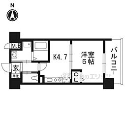 阪急京都本線 西院駅 徒歩11分の賃貸マンション 6階1DKの間取り