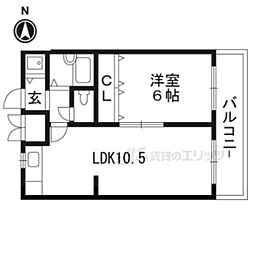 メゾン・ド・シプレ 2階1LDKの間取り
