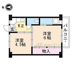 阪急京都本線 西向日駅 徒歩24分の賃貸マンション 1階2Kの間取り