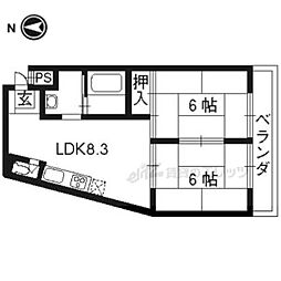 エクセル河村 2DKの間取図画像