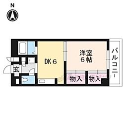 レジデンスオークラC棟 1DKの間取図画像