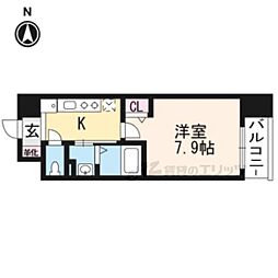 フォレスト西大路五条 1Kの間取図画像