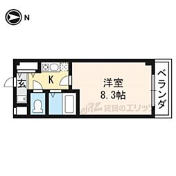 ブランベージュ桂 1Kの間取図画像