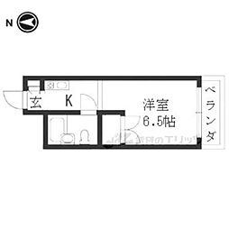 和晃第二ハイツ ワンルームの間取図画像