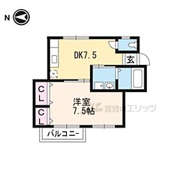 メゾン朝月 1DKの間取図画像