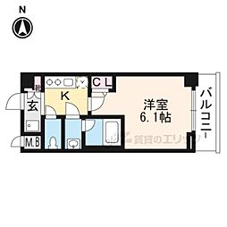 エステムコート京都西院 1Kの間取図画像