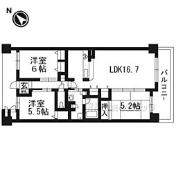 イニシア梅小路公園 3LDKの間取図画像