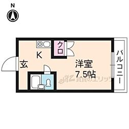 アクシア京都 1Kの間取図画像