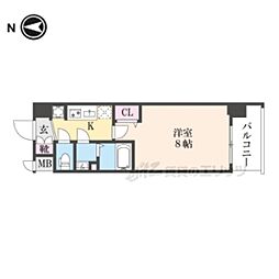 ソルテラス嵯峨嵐山 1Kの間取図画像